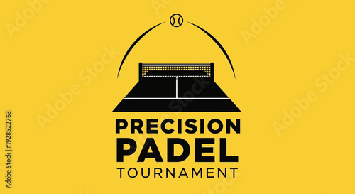Bold Precision Padel Tournament Logo on Yellow Background for Sports Event Marketing