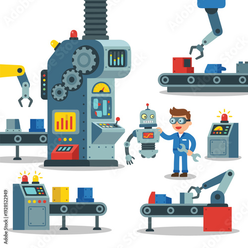 Robotic Assembly Line with Human Operator.