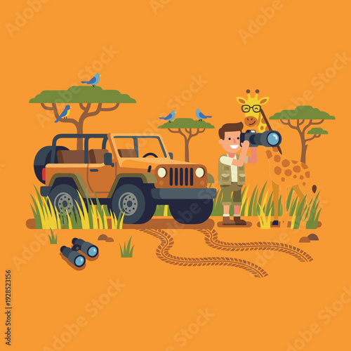 Safari Adventure with Jeep and Giraffe.