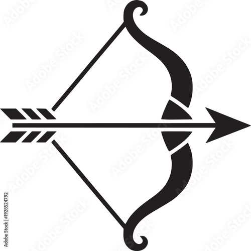 Dynamic bow and arrow poised for action, symbolizing precision, power, and aiming for success