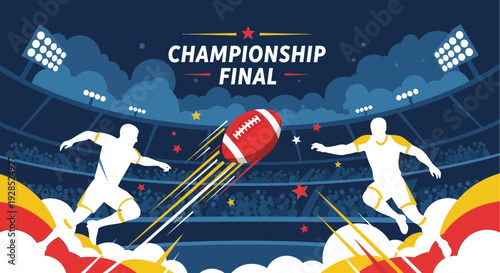 Championship Final Showcasing Dynamic American Football Action In A Stadium Setting