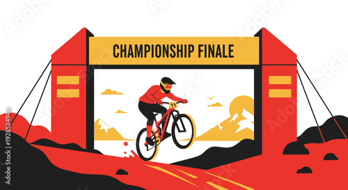 Championship Finale: A Cyclist Soaring Towards Victory In Mountainous Terrain