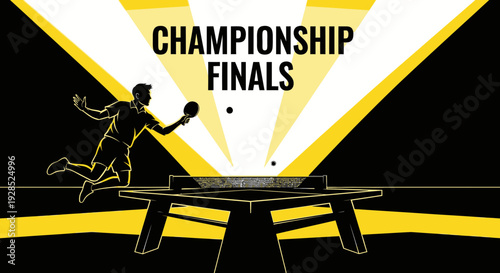 Championship Finals Ping Pong Match Dynamic Action Sport Silhouette Illustration