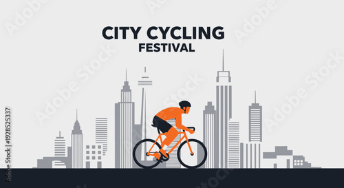 City Cycling Festival Illustration Depicting Active Transportation and Urban Lifestyle