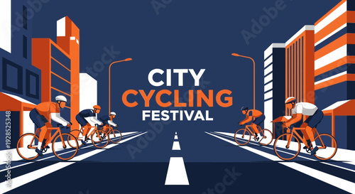 City Cycling Festival Illustration Depicting Urban Race and Energetic Competition Event