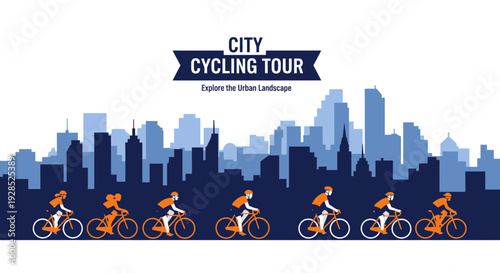 City Cycling Tour Through Urban Landscape, Exploring Cityscapes With Cyclists and Bikes