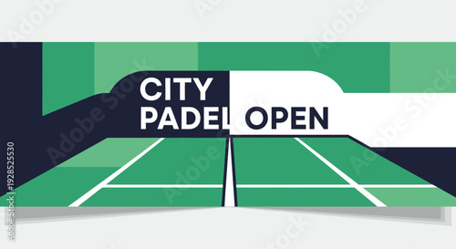 City Padel Open Tournament Design with Modern Graphics and Vibrant Color Scheme