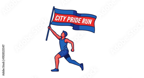 City Pride Run Athlete Raising a Flag in Athletic Competition and Community Support