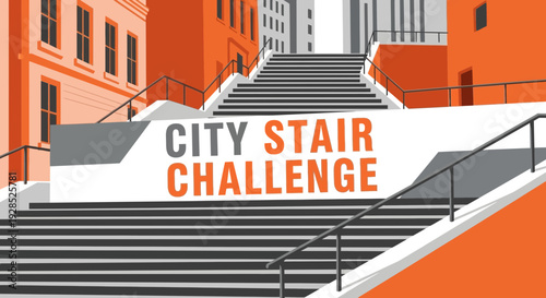 City Stairway Challenge Graphic Depicting Urban Design and Architectural Structure