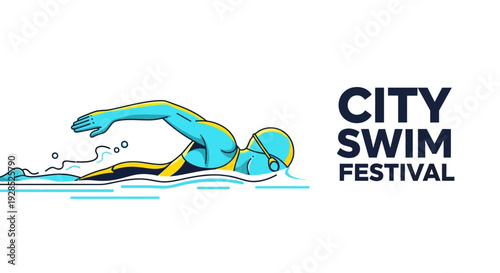 City Swim Festival: An Artistic Depiction of a Swimmer in a Modern Event