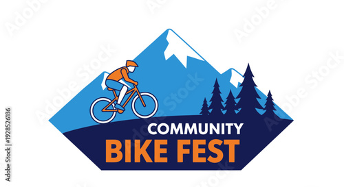 Community Bike Fest Event Logo Depicting A Mountain Biking Celebration