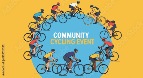 Community Cycling Event Featuring Cyclists In A Fun And Vibrant Healthy Lifestyle