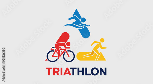 Colorful Triathlon Logo Depicting Swimming, Cycling, And Running Actions