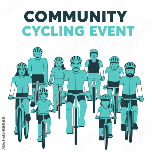 Community Cycling Event Featuring People Of Different Ages On Bicycles Engaging In Physical