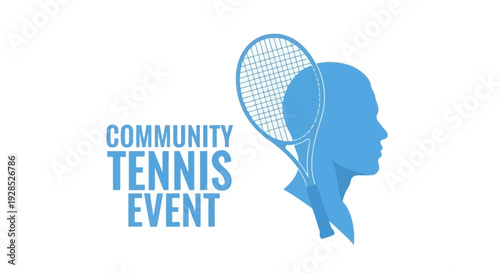 Community Tennis Event Advertisement Featuring A Silhouetted Person And A Racket