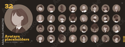 Avatar, Placeholder, and Character Cartoon Headshot for A Retro Game UI or Icon, with A Gray and Professional Interface Photo. Profile User, Man, or Woman Picture in A Generic, Male, or Default.