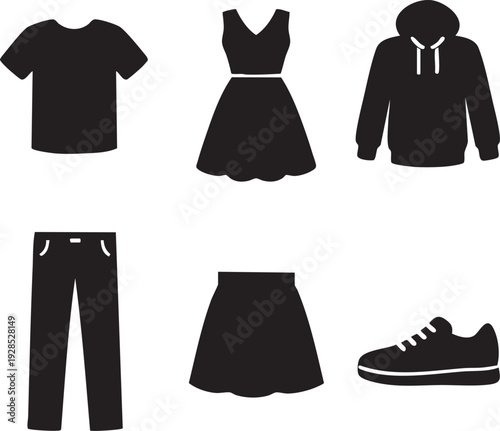 Vector illustration of a set of fashionable clothes for women and men