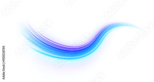 Glowing blue curves swirl across the scene, forming dynamic patterns of light and motion. Ideal for tech or digital media. PNG lines highlight futuristic energy.