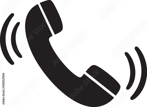 Black vector phone icon with glossy round design for communication and support