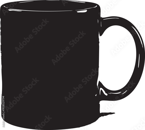 Black mug of beer on white background with handle isolated vector illustration