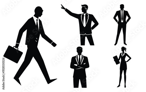 Corporate Business People Silhouettes - Vector Illustration