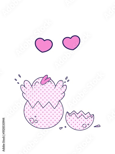 Wallpaper Mural spinning hearts animation of cartoon chick hatching Torontodigital.ca