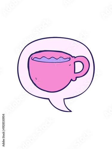 Wallpaper Mural splitting effect animation of cartoon coffee cup with speech bubble Torontodigital.ca