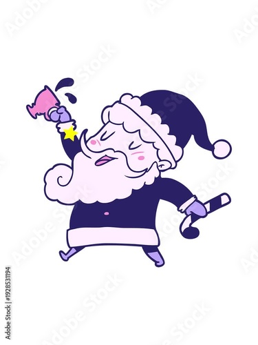 Wallpaper Mural twinkling stars effect animation of cartoon santa claus with hot cocoa Torontodigital.ca