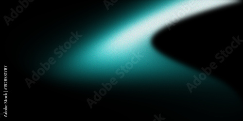 Abstract Teal Light Wave with Grainy Texture on Black Background