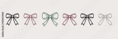 Collection of Hand Drawn Bows in Various Colors ribbon