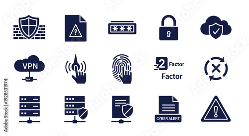 Cybersecurity and Data Protection Icons Set vector