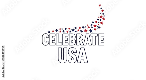 Patriotic text with USA flag dots