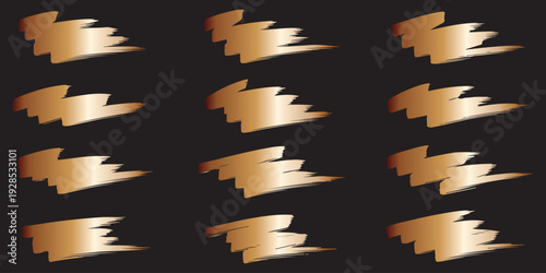 A collection of 12 identical golden lightning bolt shapes on a black background