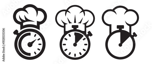 Chef hat and stopwatch icons for cooking time