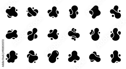 Abstract black blobs set. Organic shapes collection.