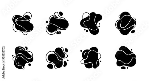 Abstract blob shapes, fluid elements set
