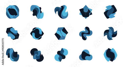 Abstract blue shapes, modern design elements set