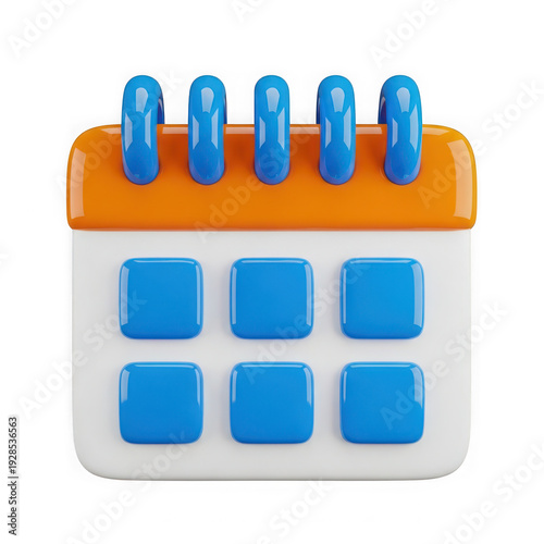 A vibrant and colorful calendar icon with an orange clip at the top