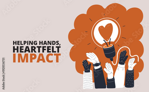Cartoon vector illustration of hands reaching toward a glowing lightbulb-heart, symbolizing emotional dependence, unreachable ideals, and longing for connection