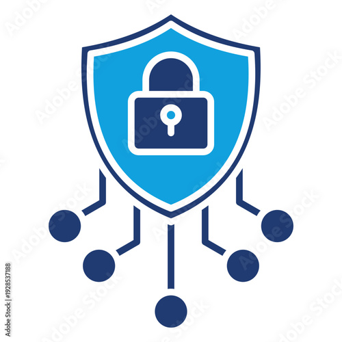 Digital Protection Flat Blue Icon
