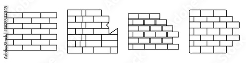 Different configurations of bricks stacked together to form various wall types