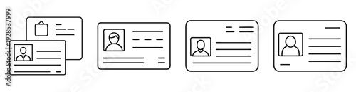 Various identification cards with personal information and photograph icons displayed