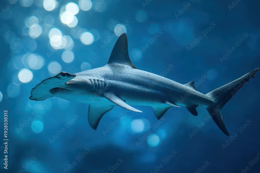 Fototapeta premium Calm hammerhead shark in tropical ocean