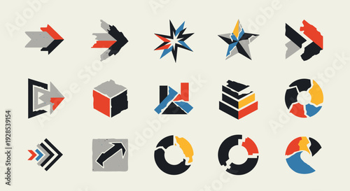 Abstract geometric icons set. Modern design elements.