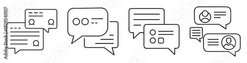 Various shapes of outlined speech bubbles showcasing communication concept elements