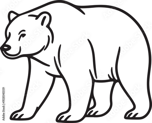 A simple line drawing of a grizzly bear white background