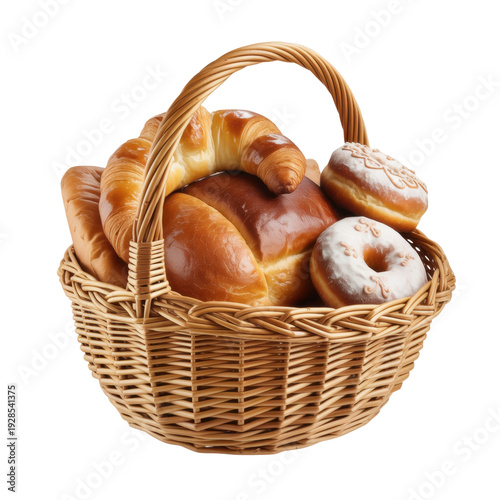 Delicious assortment of freshly baked bread and pastries