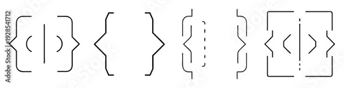 Variety of open and closed brackets with interior decorations in black and white
