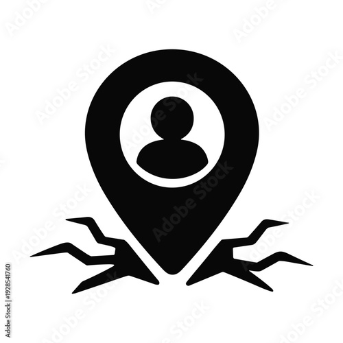 Disaster location and emergency response solid black icon set vector illustration