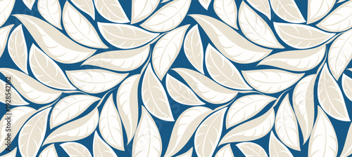 Seamless leaves pattern background. Hand draw autumn leaves pattern
